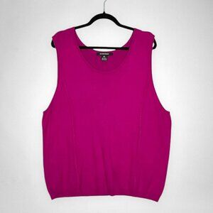 ELLEN TRACY 2X Sleeveless Knit Top In Fuchsia Plus Size